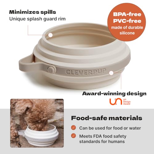 Cleverpup Nomad Small Collapsible Travel Dog Bowl - 2 Cup, Sand Silicone - Image 4
