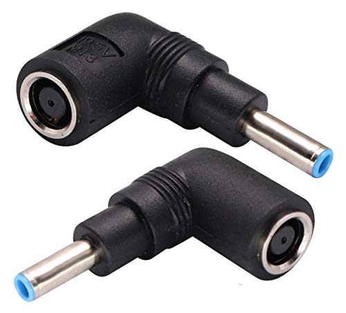 AAOTOKK Adaptador Corriente Computadora Portátil 90 Grados CC 7.4mm x 5.0mm Hembra a 4.5mm x3.0mm Macho Convertidor de Corriente Continua para Adaptador Portátil HP Corriente Repuesto(2 Unidades)