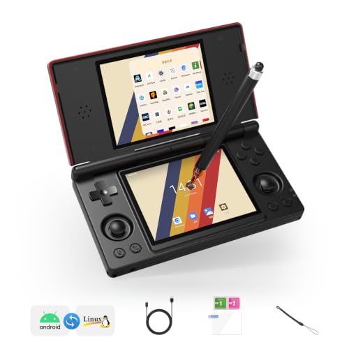Image of Anbernic RG DS Dual System Handheld Game Console 32GB TF Card Preloaded, Android 14 + Linux Retro Gaming Console, Dual Screen 4 inch IPS Display, WiFi Bluetooth, Portable Emulator Console (Black)