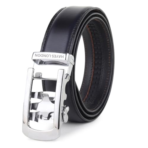 Image of HAYES LONDON Leather Ratchet Belt for Men | Adjustable No-Holes | Customizable Fit, Stylish & Effortless Buckle | Formal & Casual Wear Belts