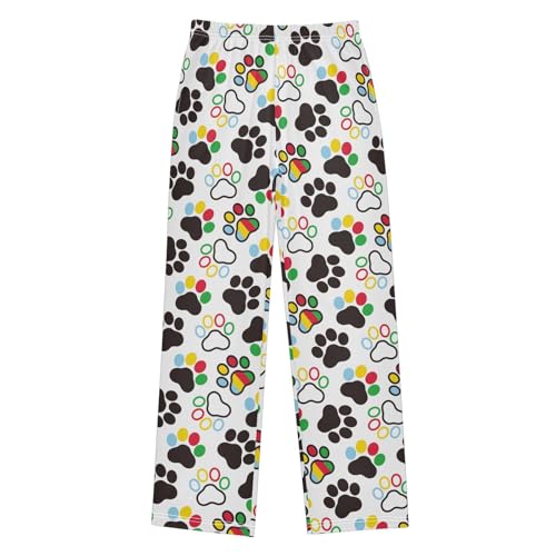 Dog Footprint Cat Paw Rainbow Boys Pants for Kids Jogger Pants with Pockets S-XL