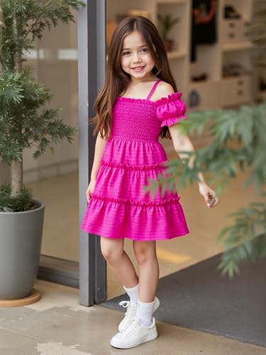 Toddler Girls Princess Dress for Wedding or Party, Off Shoulder Ruffle Sleeve Dress, Age 3–8, 8 Colors3