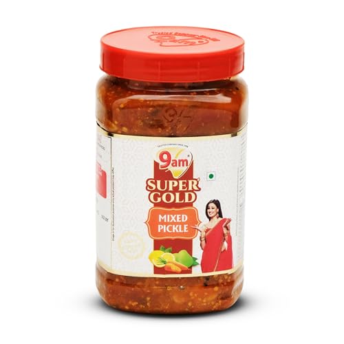Image of 9AM Super Gold Mixed Pickle 900g - Spicy & Tangy Blend of Traditional Indian Pickles