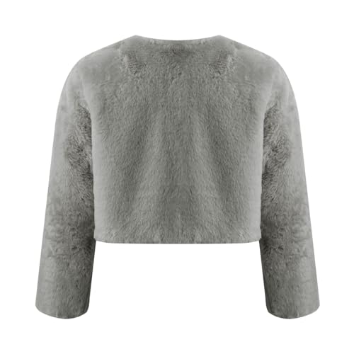 Little Girls Faux Fur Bolero Shrug Wedding Party Dress Coat Princess Cape Open Front Crop Jacket2