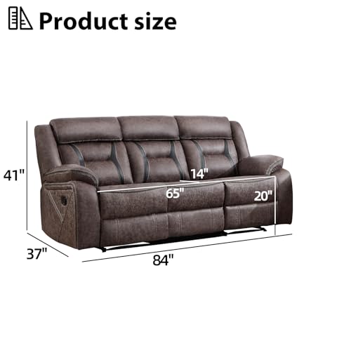 Image of EBELLO Faux Leather Manual Reclining Sofa, 3 Seat Recliner Sofa Chair, Couch Furniture for Living Room, Furniture, Meeting Room, Grey (3 Seat Sofa)