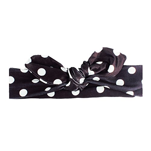 SQUAREDO Diademas con Lazo para bebé y niña, Turbante, Lunares, Nudo, Conejo, Diadema, Negro, 18,5 cm