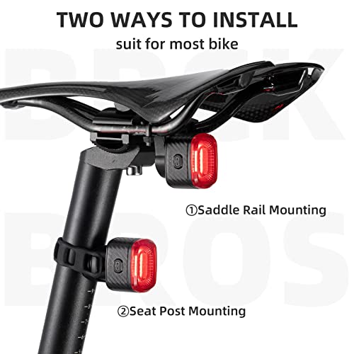 Image of ROCKBROS Smart Bike Tail Light Brake Sensing Bicycle Rear Lights for Night Riding USB Rechargeable IPX6 Waterproof Bright LED Bike Light 260mah for Cycling Safety Road Bicycle Taillight 4 Modes