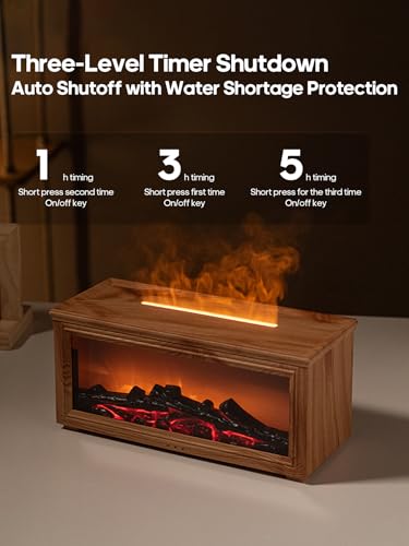 Image of Docoss Charcoal Aroma Diffuser for Home Electric with 7 Colors, Aromatherapy Essential Oil Fragrance Diffuser & Fireplace Flame Diffuser with Remote for Home, Bedroom (Wooden Brown)