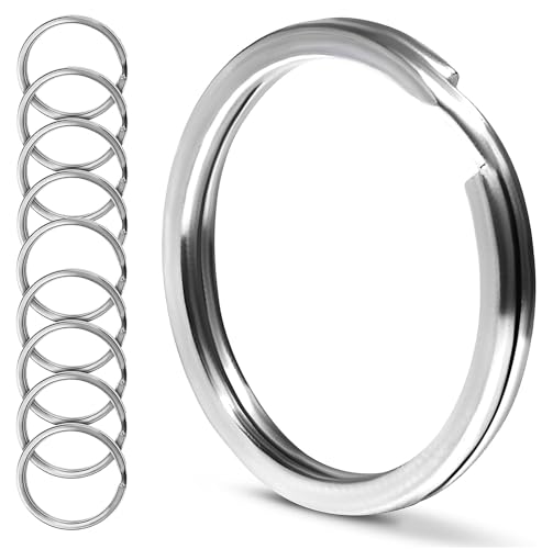 Yowlens 10 Pcs Key Ring Hoop 25mm Stainless Steel Key Rings Keyring Ringsfor Keychain Car Keys Dog Tag Ring Crafts Flat Split Rings