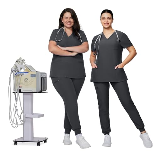 Image of Kitmaz Scrub Pants for Women - Mid Rise 4-Way Stretch Anti-Wrinkle Slim Fit Jogger Pants, Drawstring & 5 Pockets