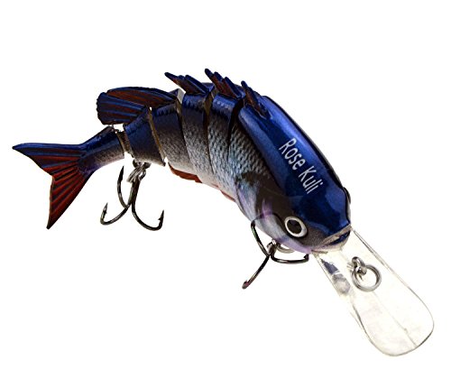 ROSE KULI Life Like Hard Body Swim Multi Jointed Hard Fishing Lure Hook, Size #6