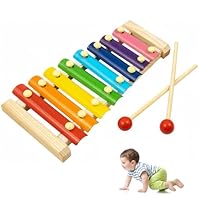 1 Pcs Wooden Xylophone for Kids, Toddler Musical Instruments, 8-Note Baby Xylophone with 2 Mallets, Educational Glockenspiel Toy for Children Ages 1-3