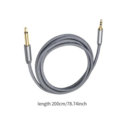 Conector Macho 6.35mm a 3.5mm Gralara de Cobre con Cable Extensor AUX de 2m 3
