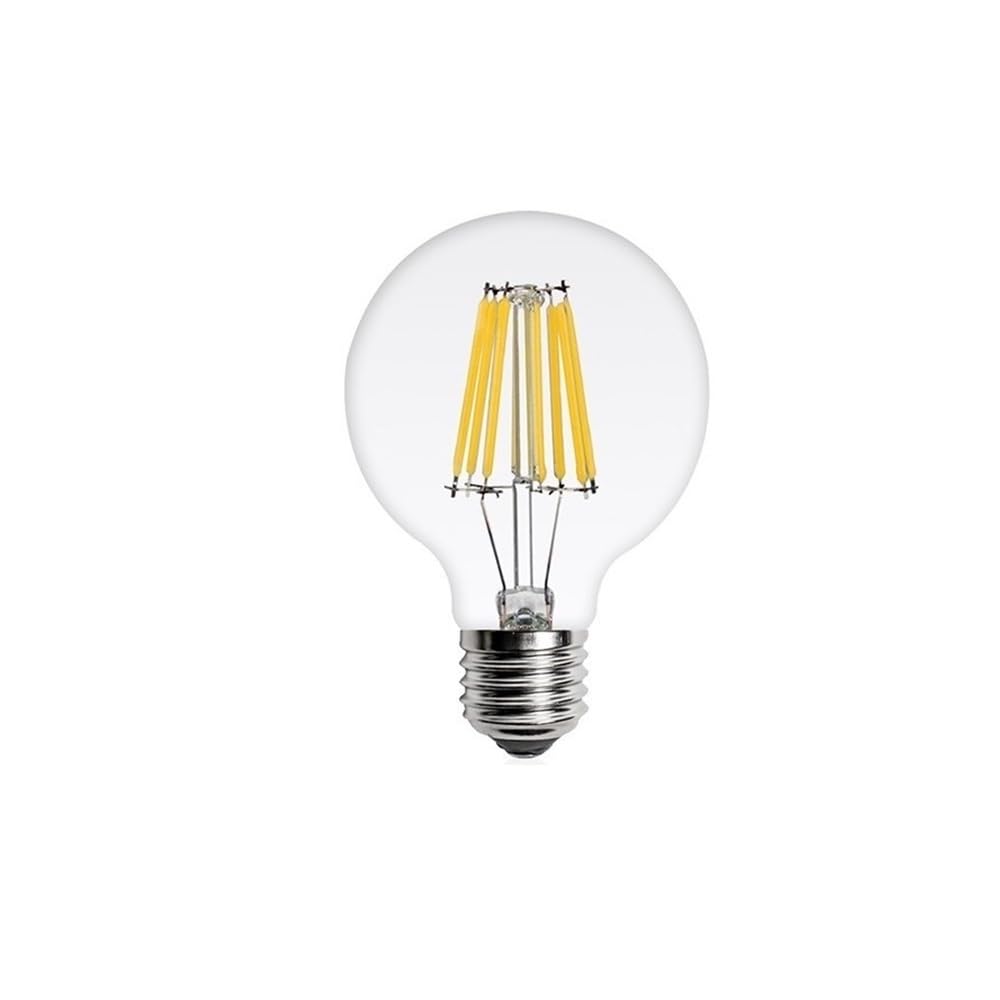 1fortunate Paquete de 10, bombilla de filamento LED E27 AC220V G45 G80 G95 lámpara Retro Edison bombilla de araña de vela(Warm White E27 G80,6w)