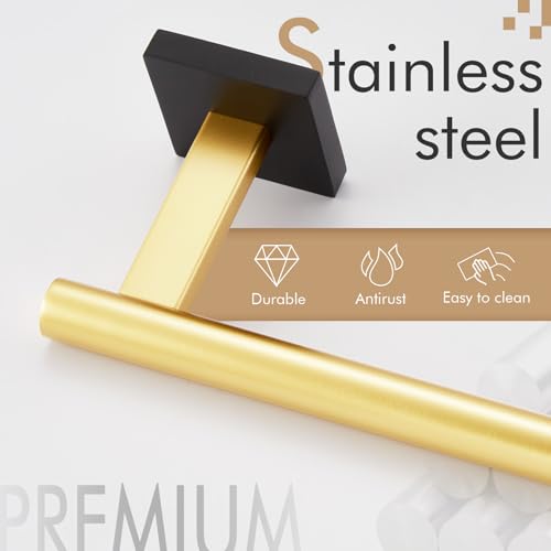 Image of KOKOSIRI Bathroom Towel Bar Hand Towel Holders Wall Mount Toilet Kitchen Cabinet Paper Holder Stainless Steel Bath Hardware Black with Gold, B3008GDK