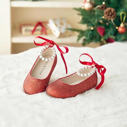 Image of Felix & Flora Girls Toddler Little Ballet Shoes - Flower Girls Mary Jane Flats Dress Shoes Party Wedding