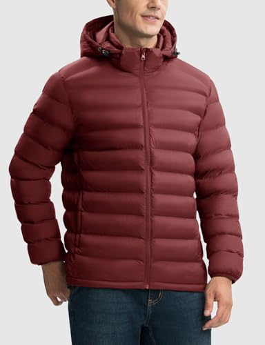 Image of Rdruko Men's Puffer Jacket with Detachable Hood Lightweight