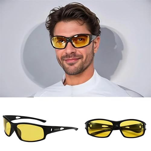Image of Night Driving Glasses for Men, Night vision glasses for driving with Yellow Polarized Lenses