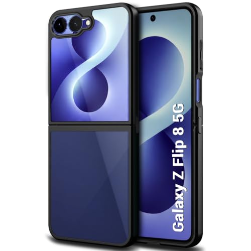 Image of TheGiftKart Hybrid Shockproof Back Cover Case for Samsung Galaxy Z Flip 8 5G | Camera Protection Module | Hard Back Cover Case for Samsung Z Flip8 (PC & TPU, Translucent Smoke Matte Back, Black Sides)