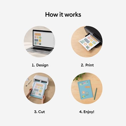 Cricut Joy Extra Machine Printable Sticker Paper and Vinyl Sampler Set - Beginner Sticker and Decal Making Kit with Cutting Machine and Tools - DIY Decoration, Water Bottle Sticker, Laptop Decal