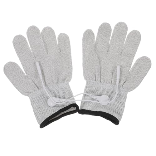 Guantes de masaje eléctricos de fibra de plata y nylon elásticos con cables de conversión