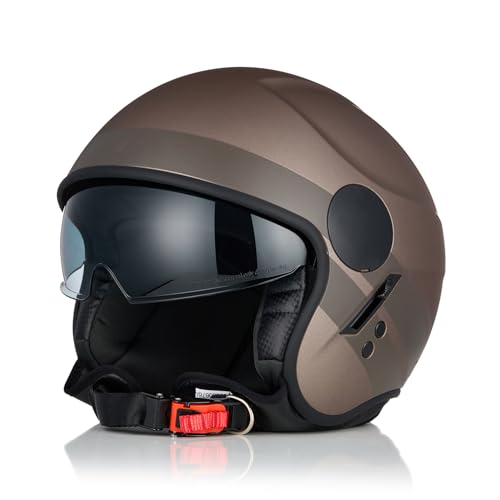 ORIGINE Casco Jet Moto Casco Aperto Scooter Omologato ECE2206 con Visiera