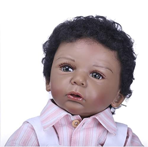 HOMONEY 22 Zoll Silikon Reborn Puppe, Afroamerikanische Puppen Realistische Modepuppen Für Prinzessin Kinder Geburtstag – Bild 4