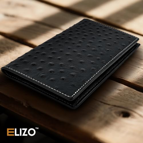 Image of ELIZO Genuine Leather Long Wallet for Men - Western Bifold Wallet - Ostrich