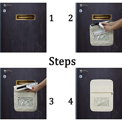 Mail Slot Catcher Beige Indoor Mail Catcher, Durable Oxford Bag for Front Door Garage Mail Slot Cover, Space Saving, Self-Adhesive, No Screws Needed, Machine Washable - Thumbnail 3
