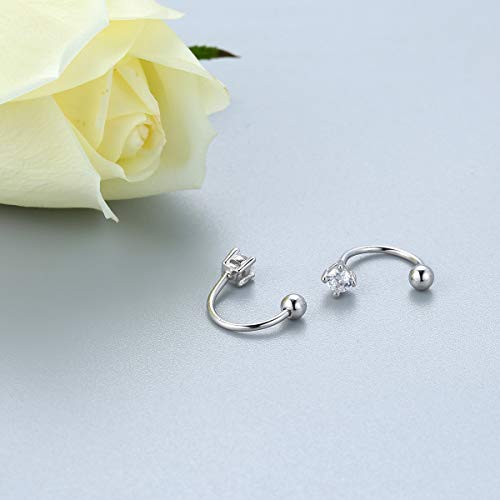 Silbertale Horseshoe Hoop Earrings 925 Sterling Silver 18 Gauge Septum Nose Rings Eyebrow Tragus Helix Rook Daith Piercing Labret Lip Rings For Women 8Mm(5/16”) #TOP3