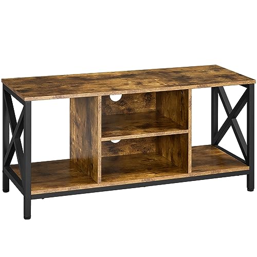 Yaheetech Mobile per TV Tavolino Basso Supporto TV 45 Pollici in Legno e Metallo con Scomparti Aperti Tavolo da Soggiorno Industriale 106 cm × 40 cm × 50,5 cm
