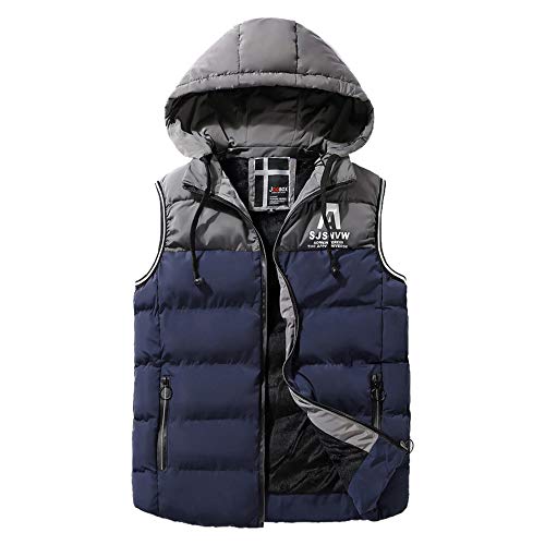 MEIbax Chaleco de Pluma y Algodón para Hombre con Capucha otoño Invierno Calor Chalecos Sin Mangas De Plumas Chaquetas Acolchado Cazadoras