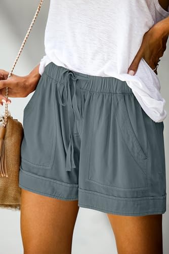Image of KISSMODA Womens Summer Shorts Leopard /Camo /Solid /Floral Print Elastic Waist Pocketed Casual Pants