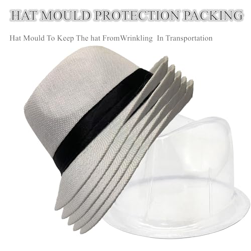 Image of 5 Pack Bulk Cuban Fedora Sun Hats Men with Adjustable Strap, Short Brim 1920s Unisex Party Costume Hats Women.