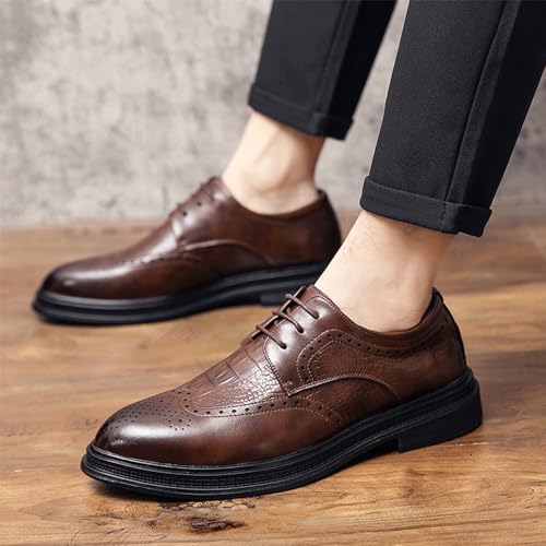Dress Shoes for Men's Lace Up Patent Leather Non Slip Rubber Sole Block Heel Low Top Outdoor Business2
