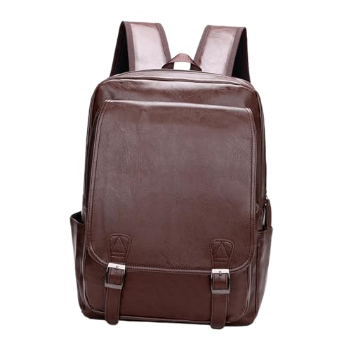 STSFXIF Mochila de Cuero Sintético para Hombre, Mochila para Portátil, Bolso de Mano, Mochila para Ordenador de Gran Capacidad, Mochila de Viaje, Mochila Info, Marrón, unico
