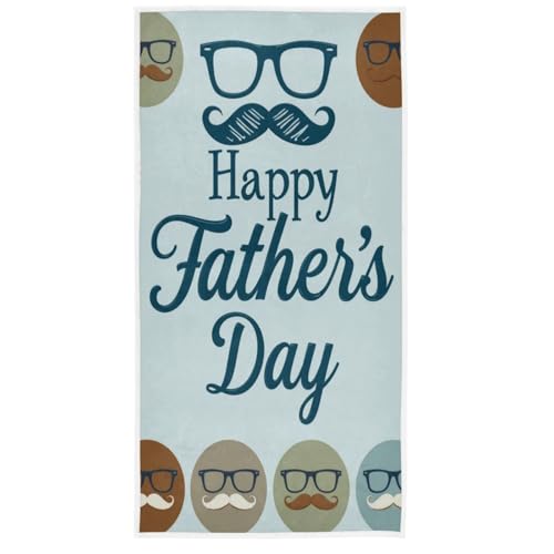 Serviette de bain pour la fête des pères - Serviette de douche, lunettes de père, moustache -...