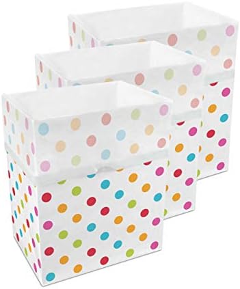 Clean Cubes 13 Gallon Disposable Trash Cans (3-Pack). Reusable Garbage and Recycling Bins for Parties, Events, and More (Polka Dot - 18" Tall x 14" Wide 10" Deep)