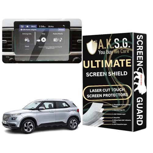 Image of A.K.S.G. Hyundai Venue Old 8 Inch [2019-2022] Car Accessories Navigation or Music System Touch Screen Infotainment Screen Protector (Company Fitted) Not a Tempered Glass [Transparent]