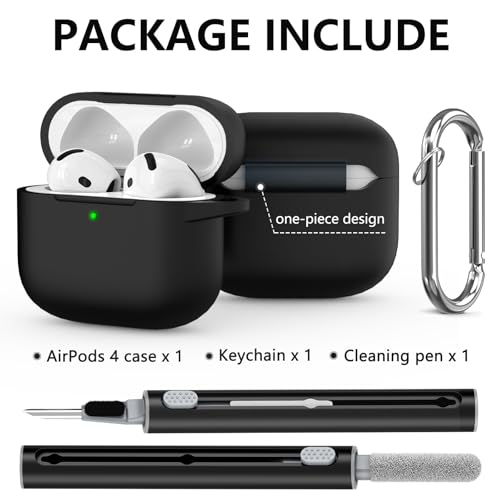 Image of Ljusmicker for AirPods 4 Case 2024 with Cleaner Kit,Black