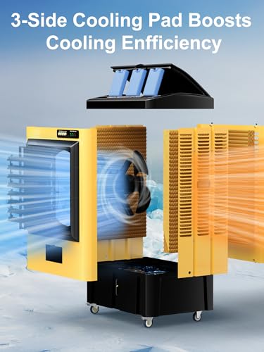 Uthfy 4800 CFM Swamp Cooler Air Conditioner, 41" Evaporative Air Cooler with 10.6 Gal Water Tank, 3 Speeds, 120°Oscillation, 3 Ice Packs, Outdoor Air Conditioner for Garage, Patio, Yard, Factory