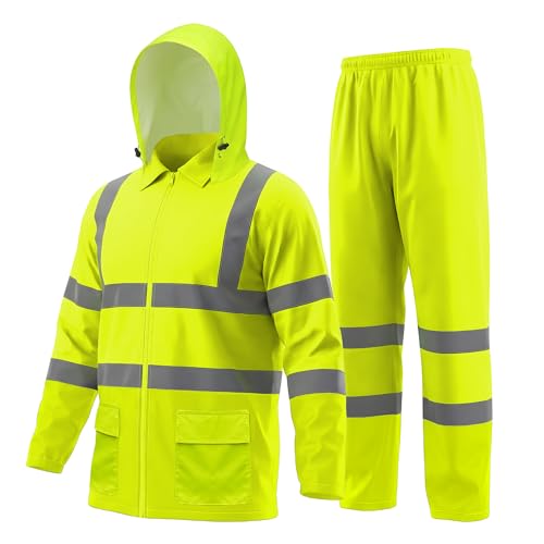 Image of FORESTER Class 3 Hi-Vis Rain Suit - Waterproof Jacket & Pants | Heavy Duty Rain Gear for Men & Women | Reflective