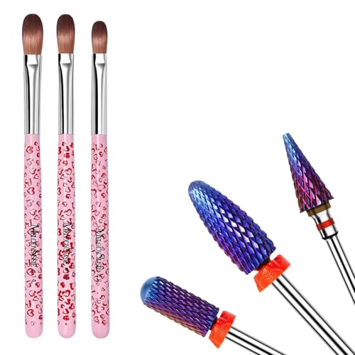 Set de 3 Pinceles Acrílicos para Uñas con 3 Brocas de Taladro miniatura 1