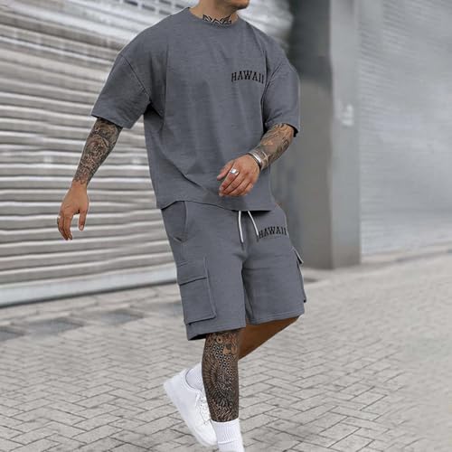 Ensemble homme été décontracté avec veste légère et pantalon imprimé lettres
