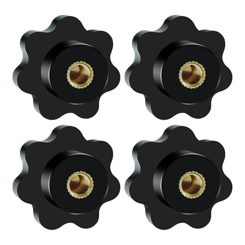 Aifeier ET 4 Pcs M6 Knurled Thread Clamping Knob, Plum 7 Star Knob Shaped Hand Grips Screw-On Type Threaded Knob Nuts
