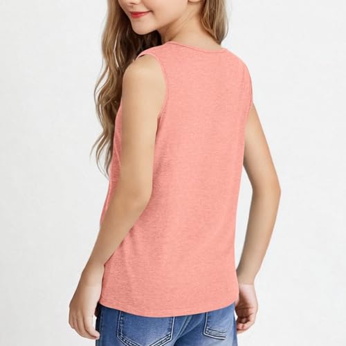 Girls V Neck Tank Tops Cotton Sleeveless T-Shirt Elegant Tunic Blouse Oversized Tees Solid Athletic T-Shirt Trendy Tops3