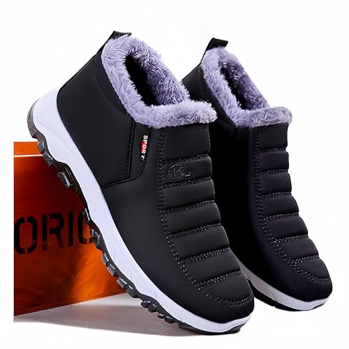 Image of Men's Cotton-Padded Shoes Winter Thickened Couple Snow Boots Warm Cotton Boots Women's Waterproof Snow Boots Warm and Cozy Ankle Boots