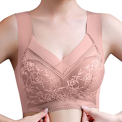 Sujetadores deportivos acolchados para mujer, sujetadores postoperatorios, sujetadores suaves para mujer, brasier de encaje que absorbe el sudor, brasier para dormir, café, L