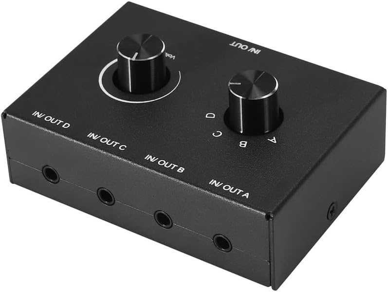 RESFNSE 4 Port Audio Switch, 3.5mm Audio Switcher, Stereo AUX Audio ...