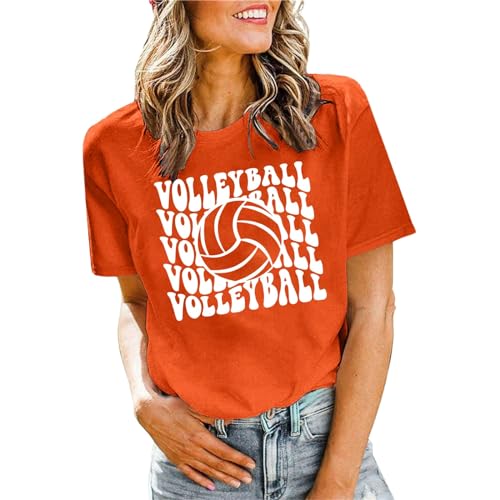 Camisetas Mujeres Voleibol Camisas Voleibol Equipo Camiseta Tops Voleibol Gráfico Casual Manga Corta Camisas, de Elastano, Suave y cómodo, Ideal para Primavera, Moda 2025 Pack de 3